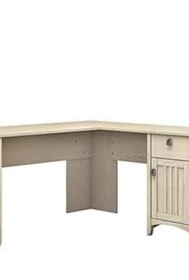 Bush Furniture Salinas 60W L Shaped Desk with Lateral File Cabinet and 5 Shelf Bookcase in Antique White Bush Furniture Salinas 60W L Shaped Desk with Lateral File Cabinet and 5 Shelf Bookcase in Antique White