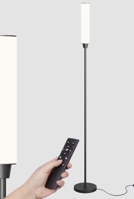 Floor Lamp with Remote Control,Bright Floor Lamps for Living Room/Bedroom/Office, Stepless Adjustable 3000K-6000K Colors and 10-100% Brightness,Standing Light with Foot Switch (Black)