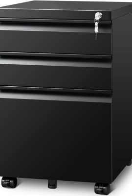 Filing Cabinets for Home Office, Mobile File Cabinet with Lock, 3...