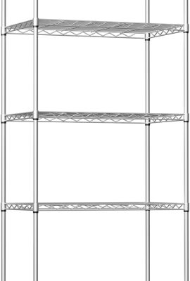 PayLessHere 5 Adjustable Wire Shelving 23″ D x 13″ W x 60″ H Wire Rack Heavy Duty Storage Shelving Unit with Metal Frame for Home Office Laundry Bathroom Kitchen Standing Storage Shelf Units (Chrome)
