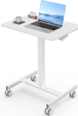 DUMOS Small Standing Desk Mobile Portable Rolling Laptop PC Table...