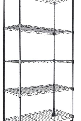 Whitmor 5 Tier Shelving Unit, Adjustable Storage Shelves with Wheels,...