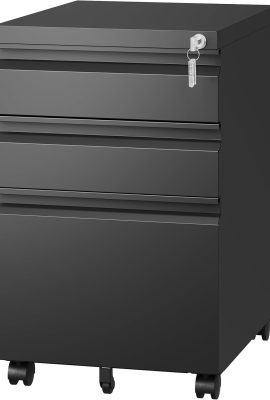 Letaya 3 Drawer Mobile File Cabinet with Lock,Under Desk Metal Filing Cabinets for Home Office Organizer Letters/Legal/A4((Fully Assembled-Black)