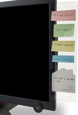 MINSA Fashion Multifunction Utility Acrylic Transparent Computer Monitors Side Panel/Memo Pads/Message Boards/Sticky Boards for Computer Screen, 1 Set (Left & Right) (Transparent)