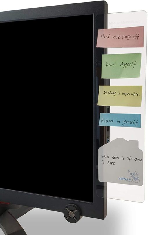 MINSA Fashion Multifunction Utility Acrylic Transparent Computer Monitors Side Panel/Memo Pads/Message Boards/Sticky Boards for Computer Screen, 1 Set (Left & Right) (Transparent)