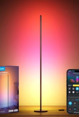 Govee RGBIC Floor Lamp Basic, LED Corner Lamp Works with Alexa, 1000 Lumen Smart Modern Floor Lamp with Music Sync and 16 Million DIY Colors, Color Changing Standing Lamp for Bedroom Living Room Black