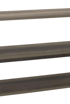 Household Essentials Jamestown Wide 3 Shelf Open Storage Bookshelf Ashwood Rustic Wood Grain and Black Metal