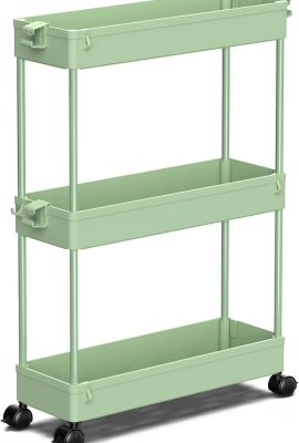 SPACEKEEPER Slim Rolling Storage Cart, 3 Tier Bathroom Organizer Utility...