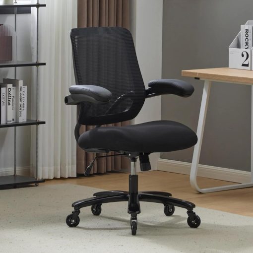 Heavy Duty Office Chair with Mesh Back, 500 lbs Capacity, Wide Seat, Metal Base, Adjustable Tilt 90-125 Degrees
