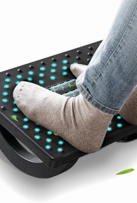 Foot Rest for Under Desk at Work – Ergonomic Foot Stools for Under Office Desk – Rocking Footrest with Roller Massager – Leg Rest for Chair, Computer Gaming – Promote Leg Circulation