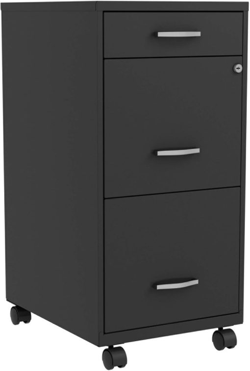 LYS SOHO Box/File/File 3-Drawer Mobile File Cabinet, Black
