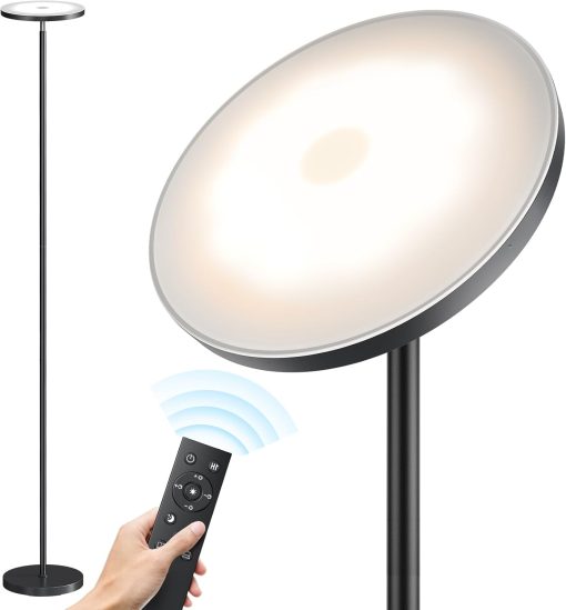 SUNMORY Floor Lamps for Living Room, 32W/3000LM Super Bright LED Floor Lamp with Remote Control, 69″ Tall Standing Lamp with Stepless Dimmable, Modern Torchiere Corner Lamp for Bedroom, Office