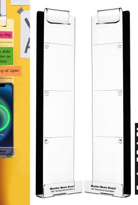 Monitor Memo Boards for Computer, Set of 2 (Left & Right) Multifunction Acrylic Screen Message Reminder Pad Side Panels Phone Holder – Utility Organizer for Office Desktop, Gift of 1 Pack Sticky Notes