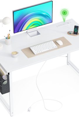 KKL Small Desk with Power Outlets and USB Port Computer Desk for Home...