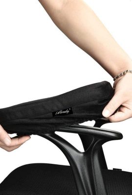 Aloudy Ergonomic Memory Foam Office Chair Armrest Pads, Comfy Gaming Chair Arm Rest Covers for Elbows and Forearms Pressure Relief(Set of 2), Stretch Fit, Black