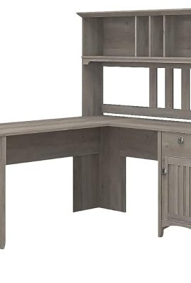 Bush Furniture Salinas 60W L Shaped Desk with Hutch, Lateral File Cabinet and 5 Shelf Bookcase in Driftwood Gray Bush Furniture Salinas 60W L Shaped Desk with Hutch, Lateral File Cabinet and 5 Shelf Bookcase in Driftwood Gray