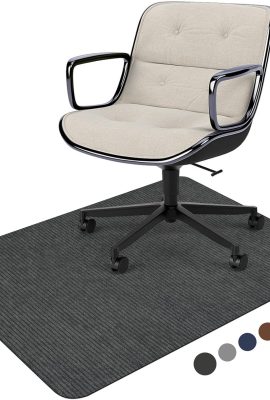Placoot Desk Chair Mat for Hardwood Floor Corduroy Surface 55″x35″ Office Chair Mat for Rolling Chairs,Large Anti-Slip Backing Under Desk Low-Pile Office Rug Floor Mat for Office/Home