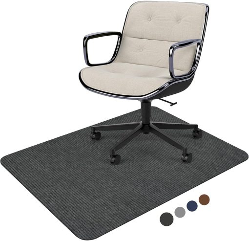 Placoot Desk Chair Mat for Hardwood Floor Corduroy Surface 55″x35″ Office Chair Mat for Rolling Chairs,Large Anti-Slip Backing Under Desk Low-Pile Office Rug Floor Mat for Office/Home
