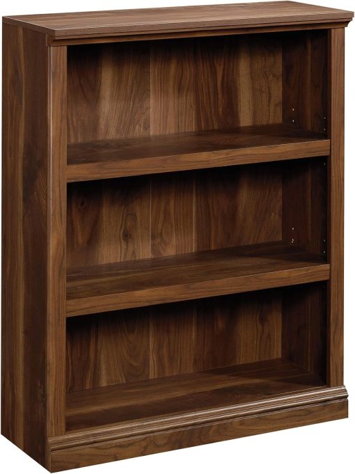 Sauder 3 Tier Book Shelf Wooden Bookcase Multipurpose Bookshelf for Home Office, Living Room, in Grand Walnut