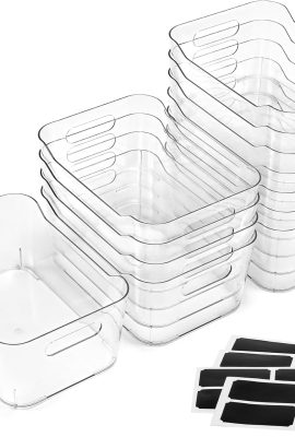12 PACK Multi-Use Clear Plastic Storage Bins for Organizing w/ Labels... 12 PACK Multi-Use Clear Plastic Storage Bins for Organizing w/ Labels...