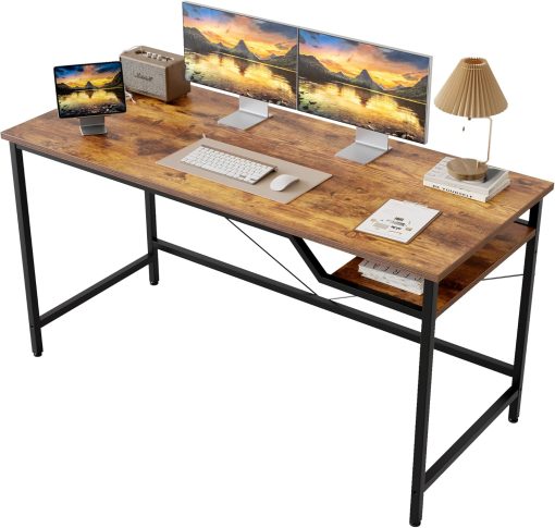 Computer Desk 48inch, Gaming Desk for Small Spaces, Modern Simple Style Table for Home Office, Study Student Writing Table (Rustic Brown, 48 inch)