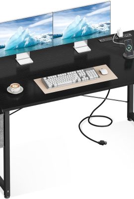 ODK Computer Desk – 48 Inch Office Writing Desk for Home, Student Study Desk with Storage Bag, Headphone Hook & Power Outlets, Modern Simple Table for Bedroom, Black ODK Computer Desk – 48 Inch Office Writing Desk for Home, Student Study Desk with Storage Bag, Headphone Hook & Power Outlets, Modern Simple Table for Bedroom, Black