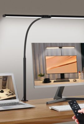 Led Desk Lamp for Home Office, Eye-Care Architect Light with Clamp, Smart Double Head Computer Monitor Table Clip Lamp, Adjustable Flexible Gooseneck, 25 Lighting Models, Task Lamp, Black Led Desk Lamp for Home Office, Eye-Care Architect Light with Clamp, Smart Double Head Computer Monitor Table Clip Lamp, Adjustable Flexible Gooseneck, 25 Lighting Models, Task Lamp, Black
