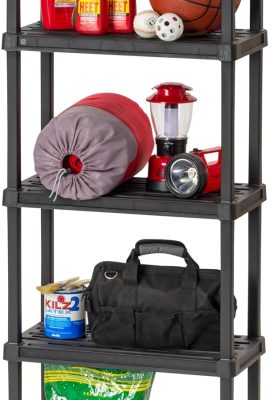 IRIS USA 5-Shelf Light Duty Plastic Storage Shelves, 250lb Capacity, 64″H x 24″W x 12″D, Medium Modular Shelving Unit Storage Organizer for Garage, Home, Bathroom & Laundry, Storage Rack – Black IRIS USA 5-Shelf Light Duty Plastic Storage Shelves, 250lb Capacity, 64″H x 24″W x 12″D, Medium Modular Shelving Unit Storage Organizer for Garage, Home, Bathroom & Laundry, Storage Rack – Black