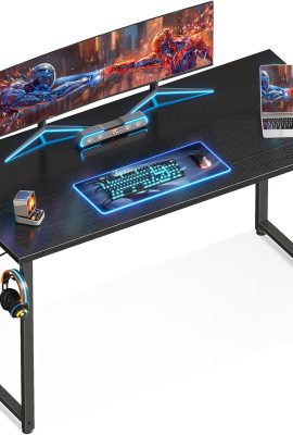 ODK 48 Inches Computer Desk for Home Office, Office Table for Small Spaces, Writing Desk with Headphone Hooks, Black
