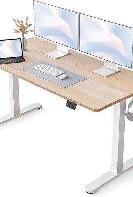 FEZIBO Electric Standing Desk, 55″ x 24″ Adjustable Height Sit and Stand Desk for Home Office, Ergonomic Workstation Computer Desk,Oak