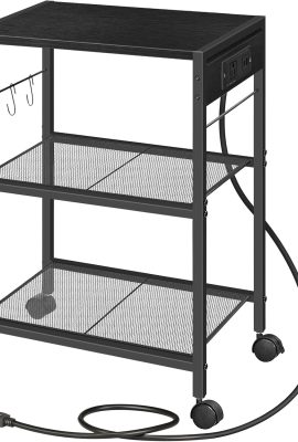 HOOBRO Industrial Printer Stand, 3-Tier Mobile Printer Table, Rolling Cart with Power Outlets and USB Ports, Home Printer Stand with 2 Hooks, for Office, Living Room, Black BB22UPS01 HOOBRO Industrial Printer Stand, 3-Tier Mobile Printer Table, Rolling Cart with Power Outlets and USB Ports, Home Printer Stand with 2 Hooks, for Office, Living Room, Black BB22UPS01