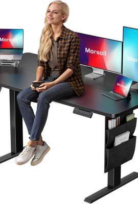 Marsail Standing Desk Adjustable Height Home Office Desk,‎48×24” Electric Standing Desks, Stand up Table with Storage Bag,Headphone Hook for Computer Workstations Desk4 Memory Preset