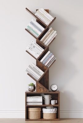 SUNMORY 6 Tier Tree Bookshelf, Small Bookcase with Storage Cabinet,...