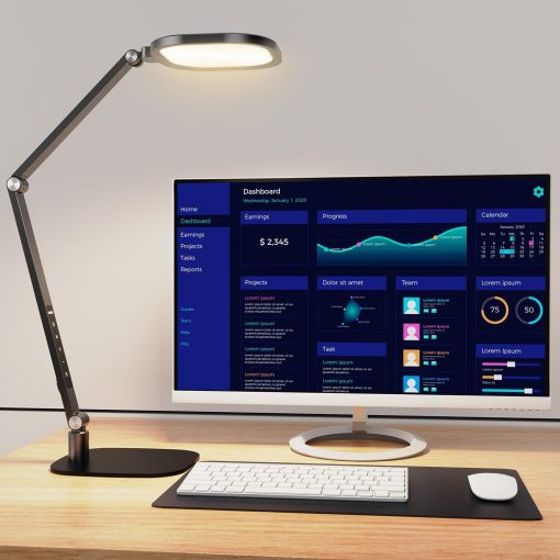 LED Desk Lamp for Home Office, Desk Light for Video Call, 3 Color Temperature 10 Brightness Computer Light, Dimmable Led Desk Light with Memory & Timer Func, Metal Swing Arm Architect Desk Lamp