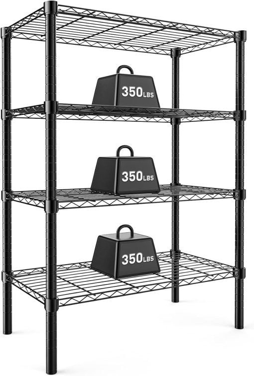 DUMOS 4 Tier Metal Wire Rack Shelf Heavy Duty Standing Shelves Adjustable Steel Closet Shelving Unit Organizers and Storage for Kitchen Bathroom Pantry Office, 13.78″ D x 35.43″ W x 54.02″ H