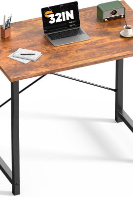 DUMOS 32 Inch Office Small Computer Desk Modern Simple Style Writing Study Work Table for Home Bedroom – Wood Brown