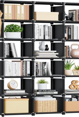 Mavivegue Bookcase, 18-Cube Extra Large Book Shelf, DIY Cube Storage Organizer for Bedroom, Living Room, Home Office – Black
