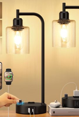 Industrial Table Lamps for Bedrooms Set of 2 – Fully Dimmable...