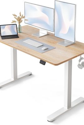 FEZIBO Standing Desk, Height Adjustable Computer Desk 48″x24″, Sit Stand Workstation for Home Office,Oak