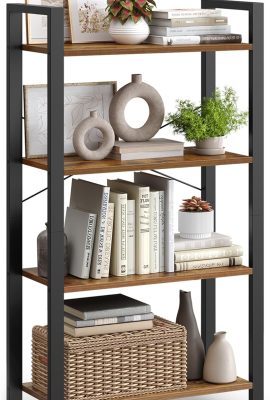 VASAGLE 4-Tier Bookshelf, Bookcase with Steel Frame, Book Shelf for...