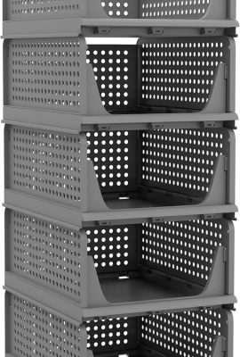 Pinkpum 5 Pack Folding Closet Organizers – Stackable Plastic Drawer Basket for Clothing, Shelf Storage Container for Closet, Wardrobe, Bedroom, Bathroom, Office (Black) Pinkpum 5 Pack Folding Closet Organizers – Stackable Plastic Drawer Basket for Clothing, Shelf Storage Container for Closet, Wardrobe, Bedroom, Bathroom, Office (Black)