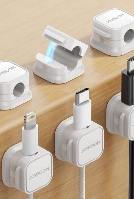 6 Pack Magnetic Cable Clips [Cable Smooth Adjustable] Cord Holder, Under Desk Cable Management, JOYROOM Adhesive Wire Holder Keeper Organizer for Home Office Desk Phone Car Wall Desktop Nightstand