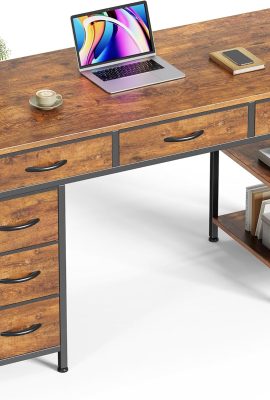 Huuger Computer Desk with 6 Drawers, 47 Inch Office Desk with Shelves,...