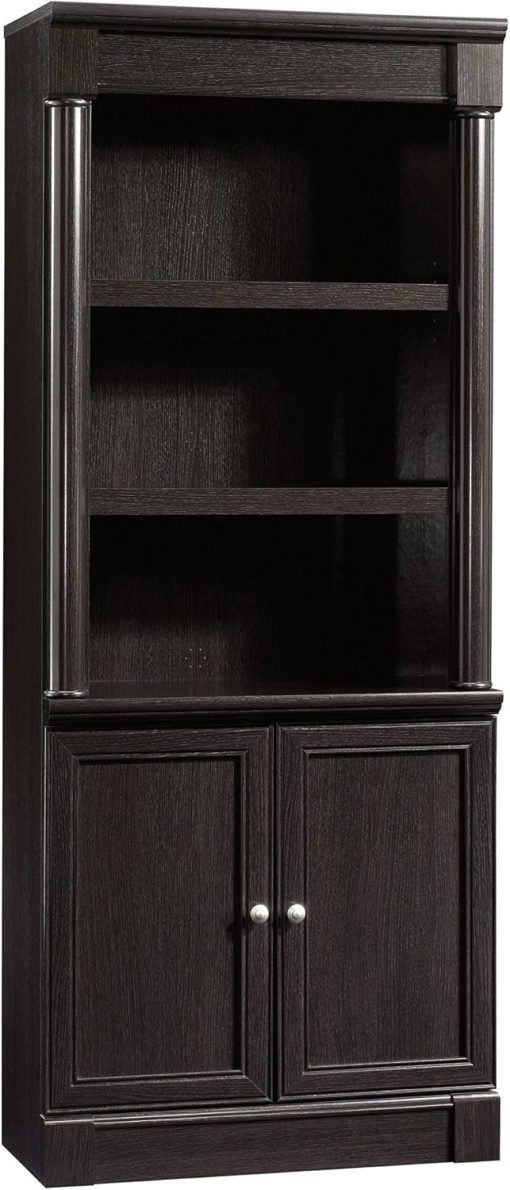 Sauder Palladia Library with Doors/Book Shelf, L: 29.37″ x W: 13.90″ x H: 71.85″, Wind Oak