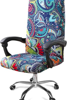 Smiry Stretch Printed Computer Office Chair Covers, Soft Fit Universal Desk Rotating Chair Slipcovers, Removable Washable Anti-Dust Spandex Chair Protector Cover with Zipper, Blue Green Smiry Stretch Printed Computer Office Chair Covers, Soft Fit Universal Desk Rotating Chair Slipcovers, Removable Washable Anti-Dust Spandex Chair Protector Cover with Zipper, Blue Green
