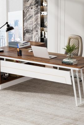 Tribesigns 71-Inch Executive Desk, L-Shaped Desk with Cabinet, Large... Tribesigns 71-Inch Executive Desk, L-Shaped Desk with Cabinet, Large...