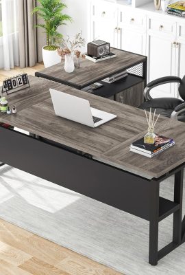 Tribesigns L Shaped Desk with Drawer Cabinet, 63″ Executive...