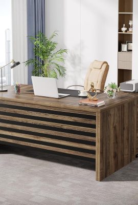 Tribesigns 62.2″ Executive Desk with Mobile File Cabinet, L-Shaped Office Desk with Storage Shelves, Large Computer Desk Business Workstation Set for Home Office, Light Brown Tribesigns 62.2″ Executive Desk with Mobile File Cabinet, L-Shaped Office Desk with Storage Shelves, Large Computer Desk Business Workstation Set for Home Office, Light Brown