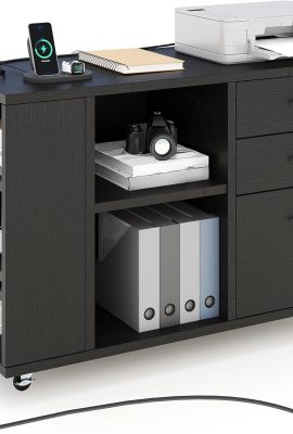 YITAHOME File Cabinet with Charging Station, Mobile Lateral Filing...