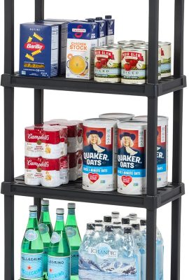 IRIS USA 4-Shelf Light Duty Plastic Storage Shelves, 200lb Capacity,...